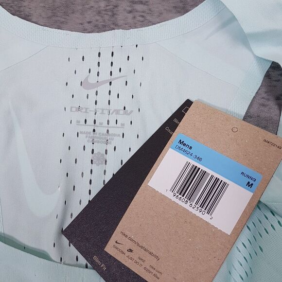 NIKE Dri-FIT ADV AeroSwift Racing Running Singlet Tank Top Mens MEDIUM Jade ice - Picture 5 of 8
